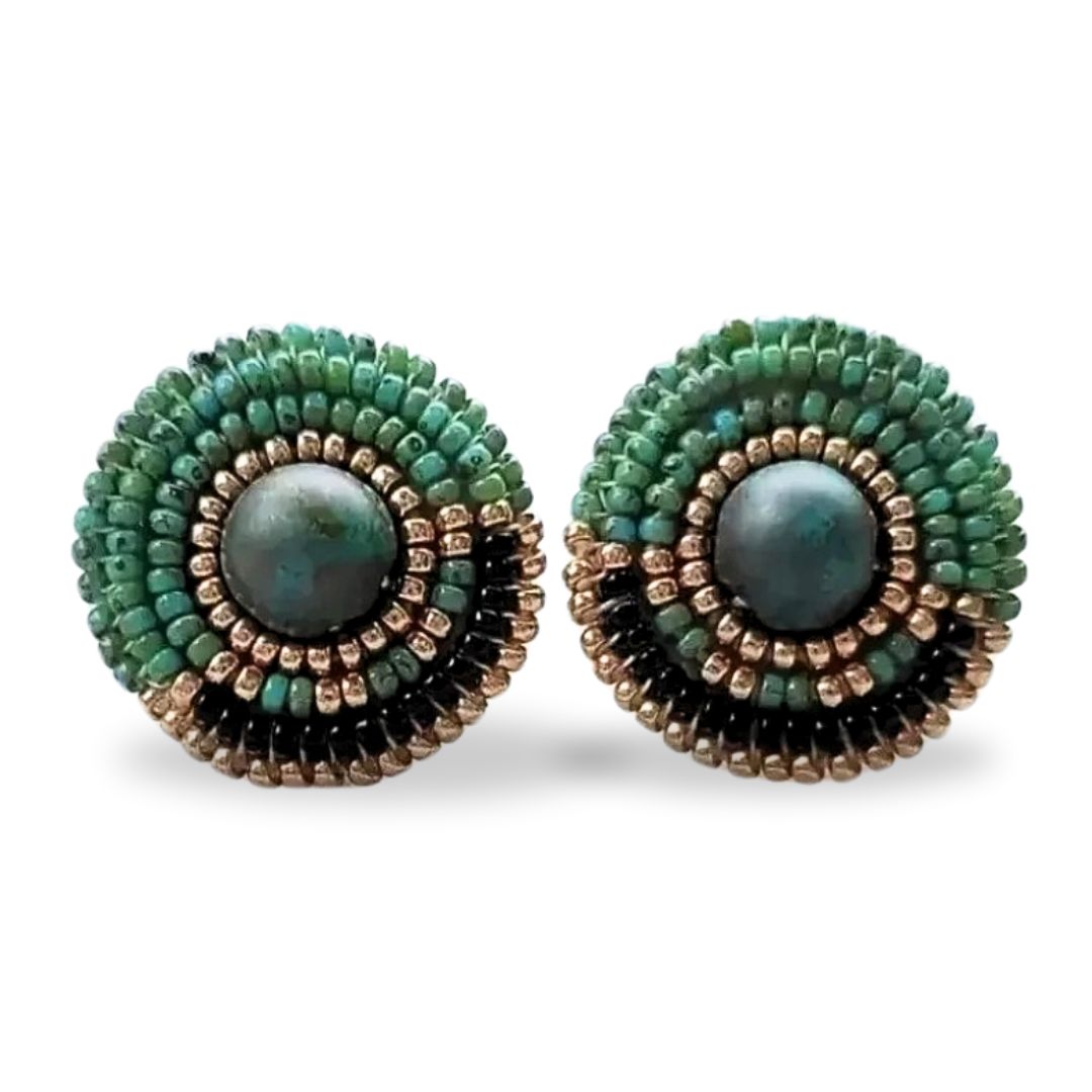 Little Green Earrings Luxury Native American Beaded Earrings
