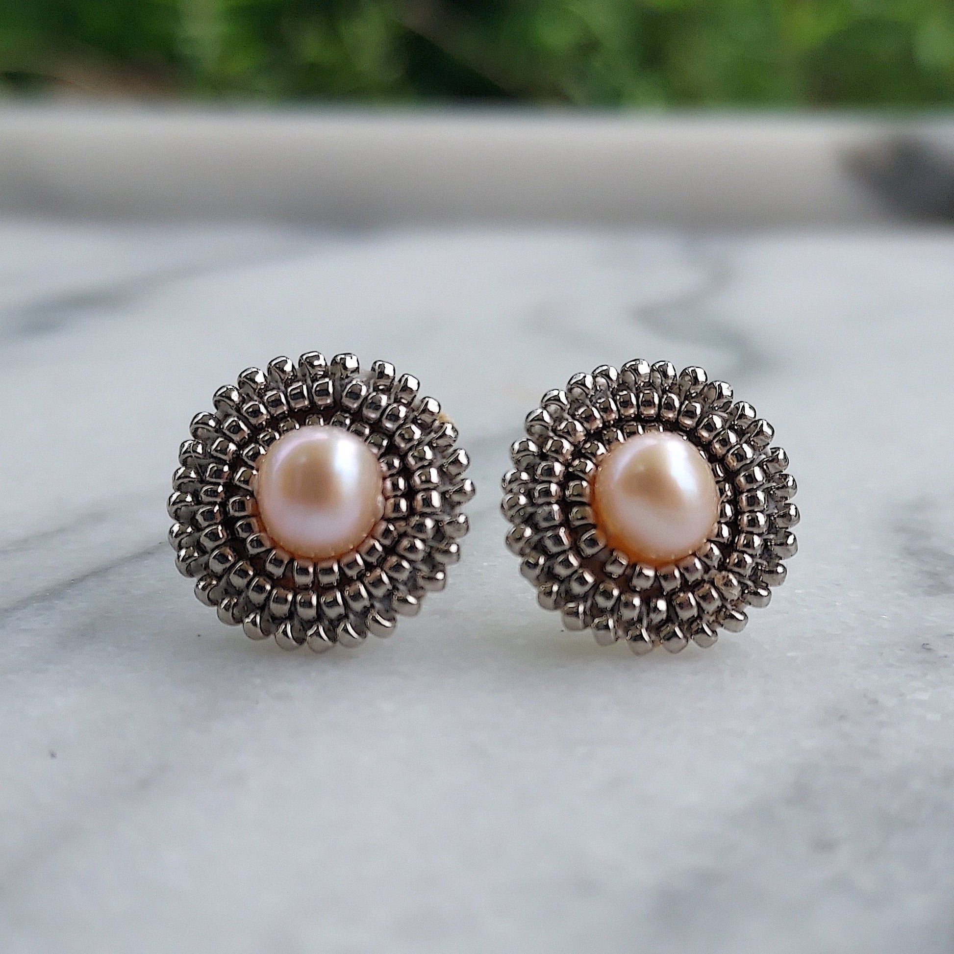 Cheyanne Symone’s Palladium Plated Freshwater Pearl Stud Earrings