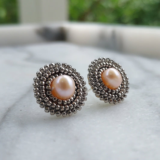 Cheyanne Symone’s Palladium Plated Freshwater Pearl Stud Earrings
