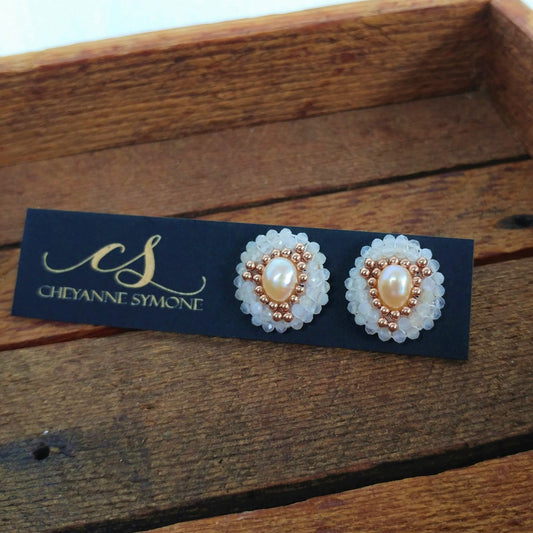 Cheyanne Symone Moonstone Rose Gold Beaded Earrings