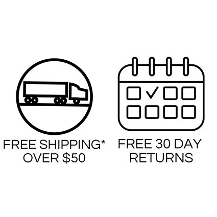 Free Standard Shipping Over $50 in U.S. and Free 30 Day Returns Icons for Cheyanne Symone
