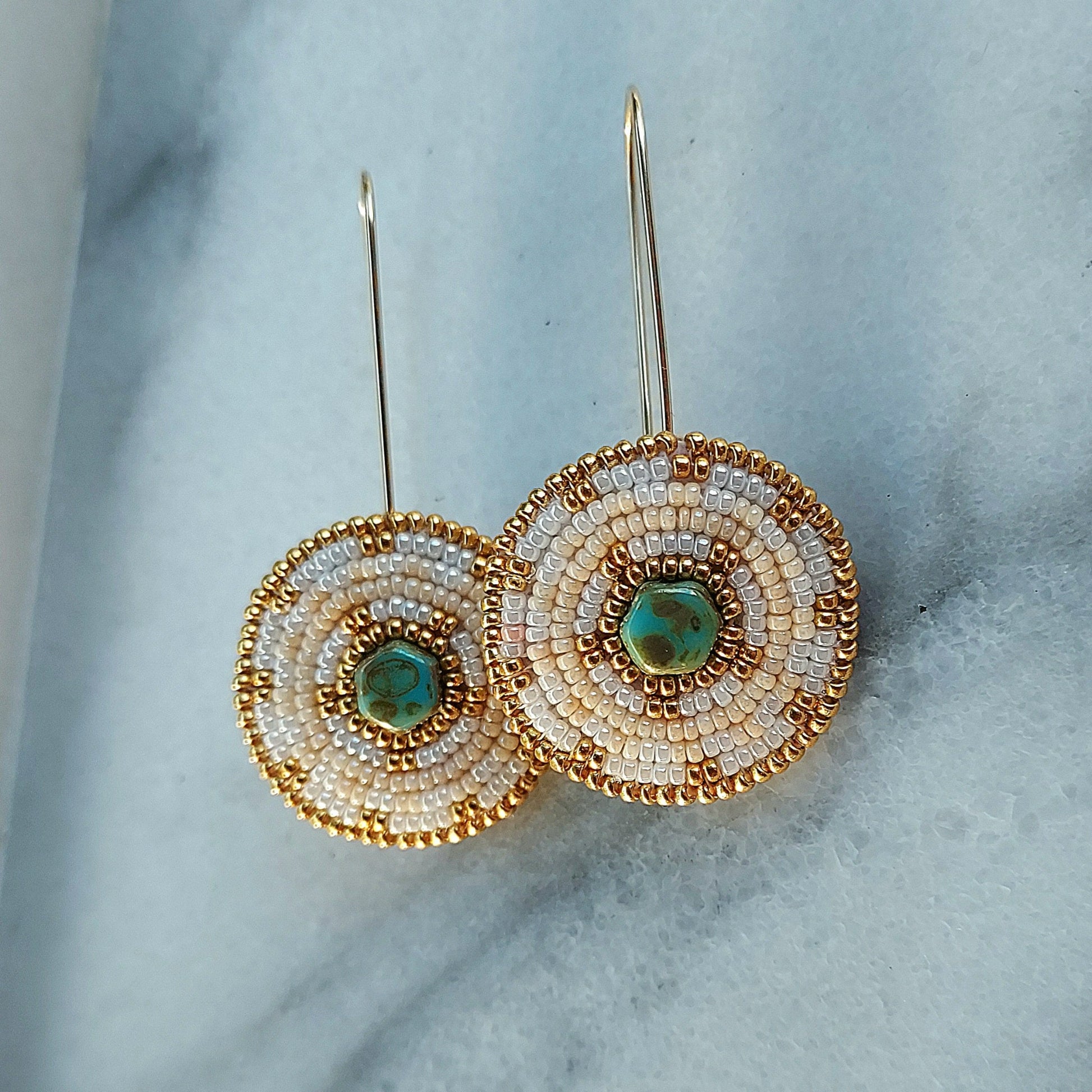 Cheyanne Symone Adeline 14K Gold-Filled Beaded Dangle Earrings in Vintage Beige