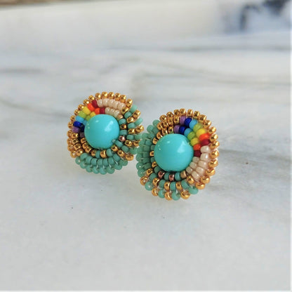 Cheyanne Symone and QueerKwe’s Collaborative Mini Two-Spirit Pride Stud Earrings